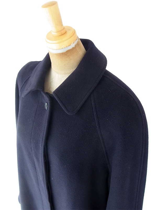 ヨーロッパ古着 ロンドン買い付け Burberry バーバリー ネイビー X 厚手 カシミア混ウール コート 20BS201