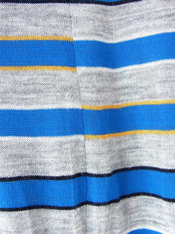 【送料無料】フランス買い付け 60年代製 グレイ X ブルー・イエロー ボーダー ヴィンテージ ワンピース 20FC302【ヨーロッパ古着】