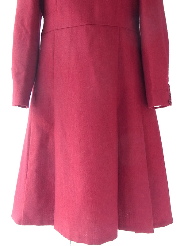 ヨーロッパ古着 フランス買い付け 60年代製 バーガンディー X ファネルネック ヴィンテージ ウール ワンピース 20FC606