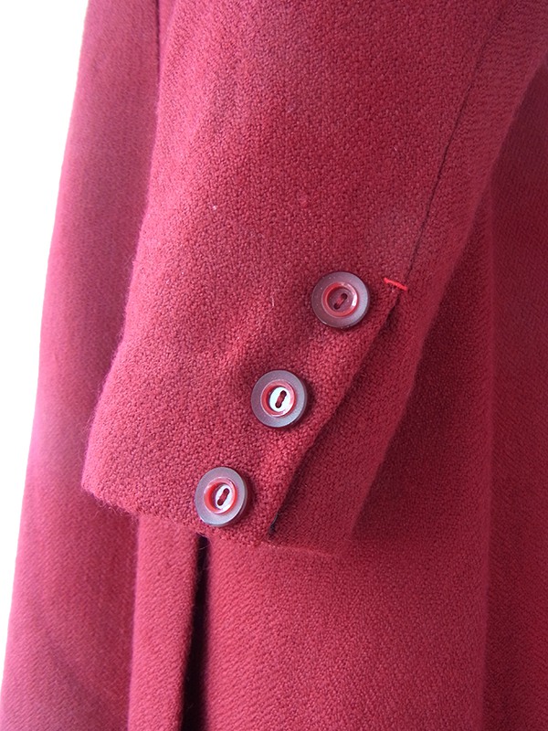 ヨーロッパ古着 フランス買い付け 60年代製 バーガンディー X ファネルネック ヴィンテージ ウール ワンピース 20FC606