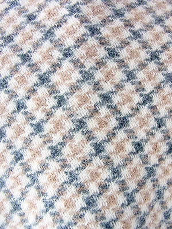 ヨーロッパ古着 フランス買い付け 60年代製 グリーン X ベージュ チェック柄 ポケット付き ウール ポンチョ 20FC626