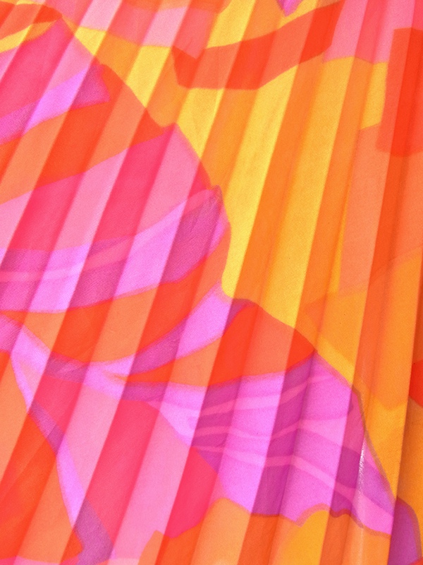 ヨーロッパ古着 ロンドン買付け 70年代製  カラフル レトロサイケ柄 ヴィンテージ プリーツ ワンピース 2OM208