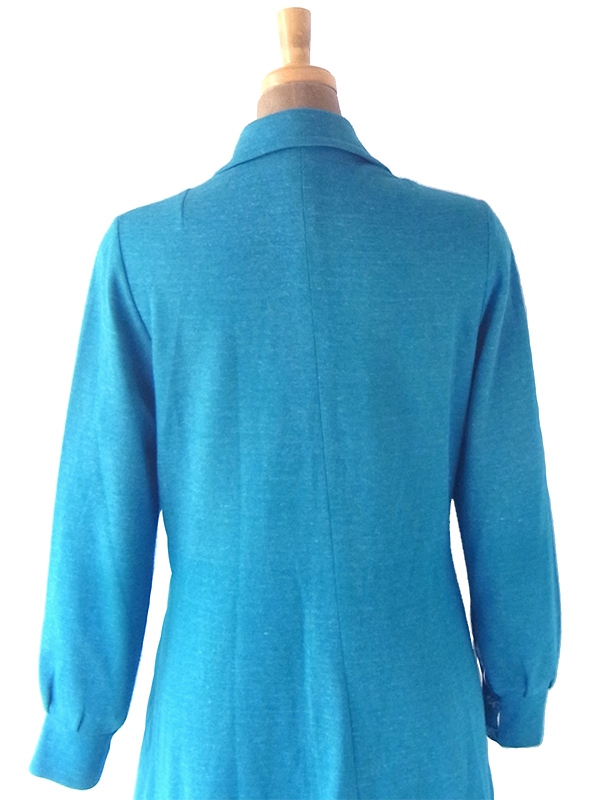 【送料無料】フランス買い付け 60年代製 ターコイズブルー X フロントジップ プリーツ ワンピース 21FC221【ヨーロッパ古着】