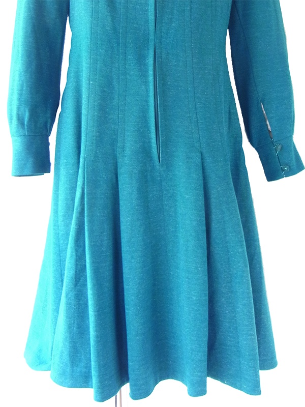 【送料無料】フランス買い付け 60年代製 ターコイズブルー X フロントジップ プリーツ ワンピース 21FC221【ヨーロッパ古着】