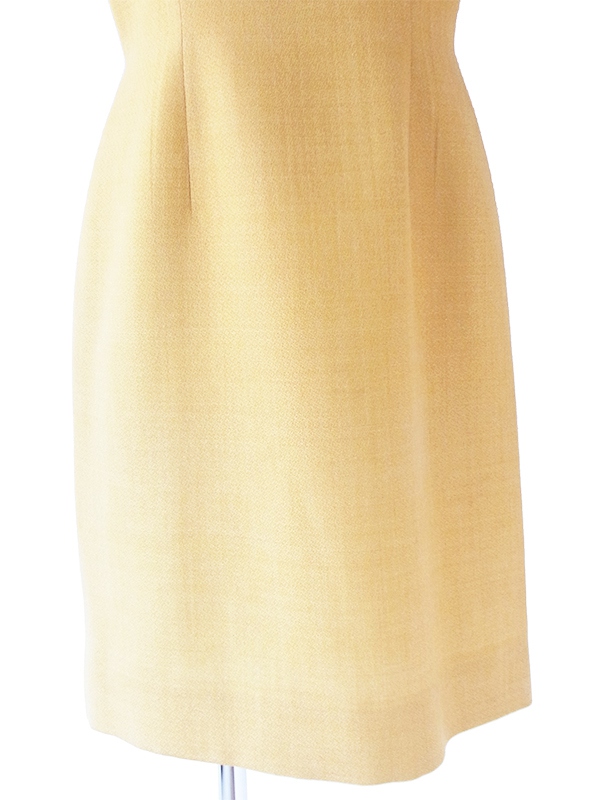 ヨーロッパ古着 フランス買い付け 60年代製 サンドイエロー X シームデザイン 美麗シルエット ヴィンテージ ワンピース 21FC305