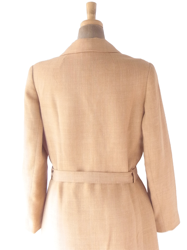 【送料無料】フランス買い付け 60年代製 カーキ X 共布ベルト付き ヴィンテージ コート 21FC323【ヨーロッパ古着】