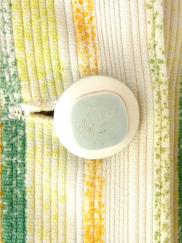 ヨーロッパ古着 フランス買い付け 60年代製 イエロー X ライムグリーン ストライプ ポケット付き ヴィンテージ ワンピース 22FC220