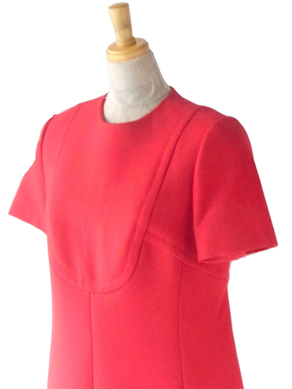 ヨーロッパ古着 フランス買い付け 60年代製 レッド X シームデザイン ヴィンテージ ワンピース 22FC407