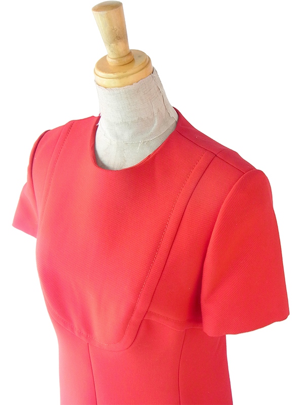 ヨーロッパ古着 フランス買い付け 60年代製 レッド X シームデザイン ヴィンテージ ワンピース 22FC407