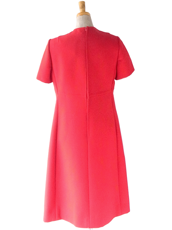 ヨーロッパ古着 フランス買い付け 60年代製 レッド X シームデザイン ヴィンテージ ワンピース 22FC407