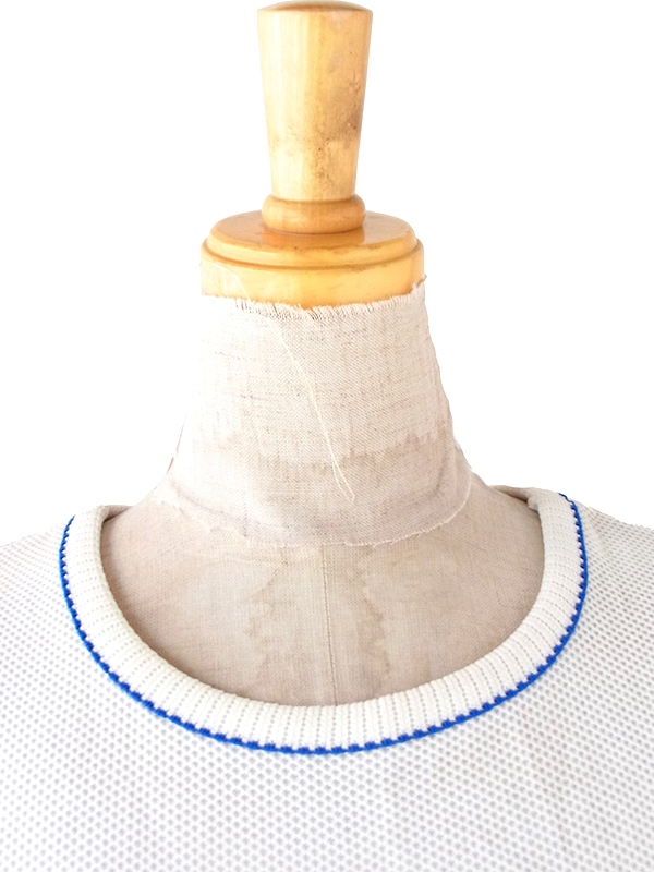 ヨーロッパ古着 ロンドン買い付け 70年代製 ホワイト X ブルー ボーダー アンブレラプリーツ ワンピース 20OM215