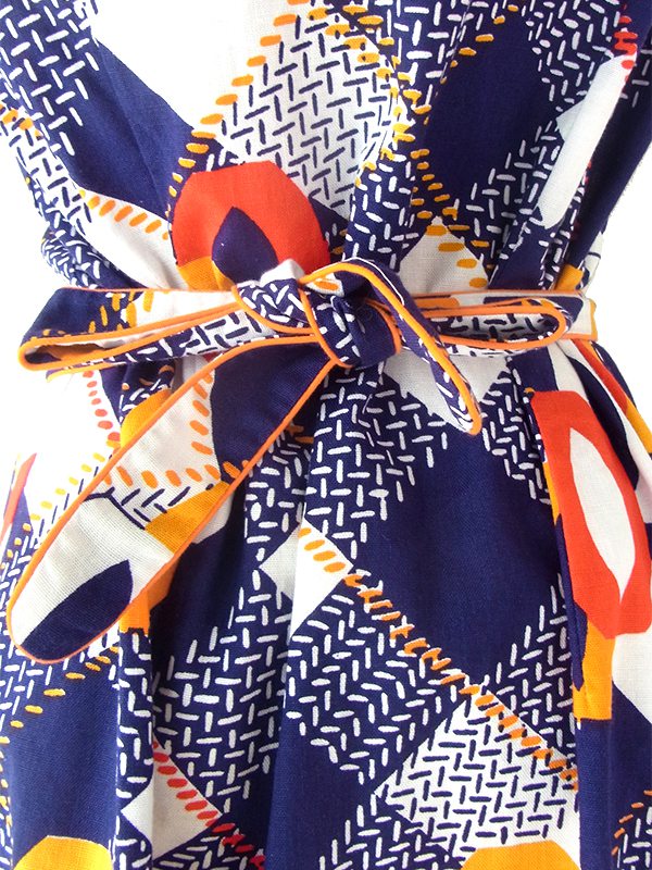 ヨーロッパ古着 フランス買い付け 60年代製 ブルー X ホワイト ストライプ ヴィンテージ ワンピース 23FC120