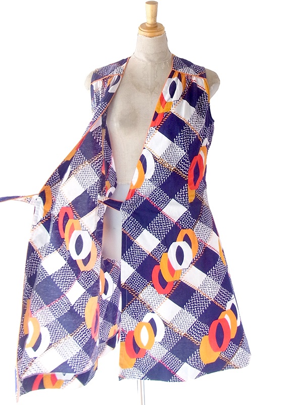 ヨーロッパ古着 フランス買い付け 60年代製 ブルー X ホワイト ストライプ ヴィンテージ ワンピース 23FC120