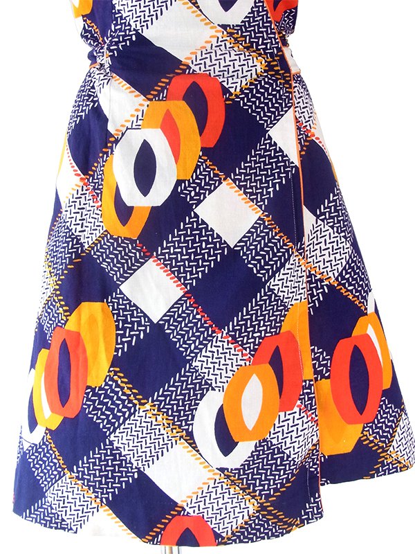 ヨーロッパ古着 フランス買い付け 60年代製 ブルー X ホワイト ストライプ ヴィンテージ ワンピース 23FC120