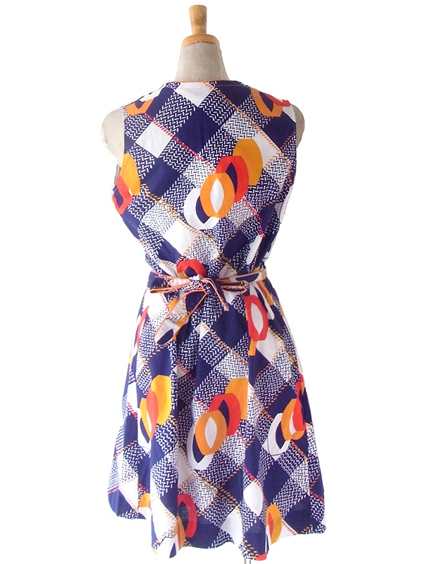 ヨーロッパ古着 フランス買い付け 60年代製 ブルー X ホワイト ストライプ ヴィンテージ ワンピース 23FC120