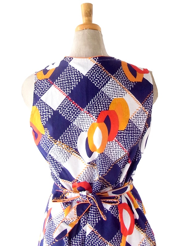 ヨーロッパ古着 フランス買い付け 60年代製 ブルー X ホワイト ストライプ ヴィンテージ ワンピース 23FC120