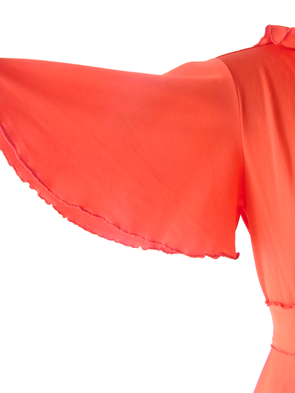 ヨーロッパ古着 フランス買い付け 70年代製 、レッド X フリルデザイン ヴィンテージ ワンピース 23FC126