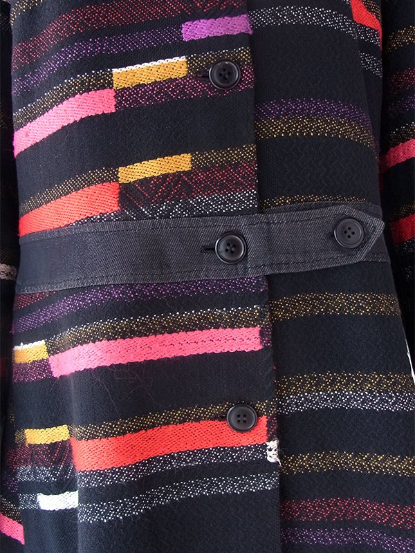 ヨーロッパ古着 フランス買い付け Christian Lacroix ブラック X カラフルボーダー コート 23FC313
