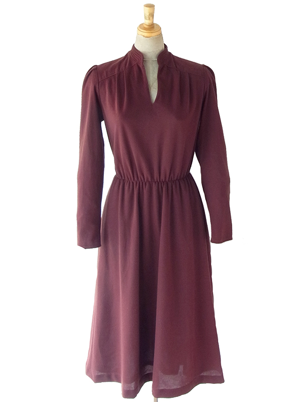 送料無料】フランス買い付け 70年代製 ブラウン X ワンピース