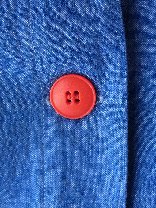 ヨーロッパ古着 フランス買い付け 60年代製 インディゴブルー X レッド マドラスチェック 共布ベルト付き ワンピース 24FC007