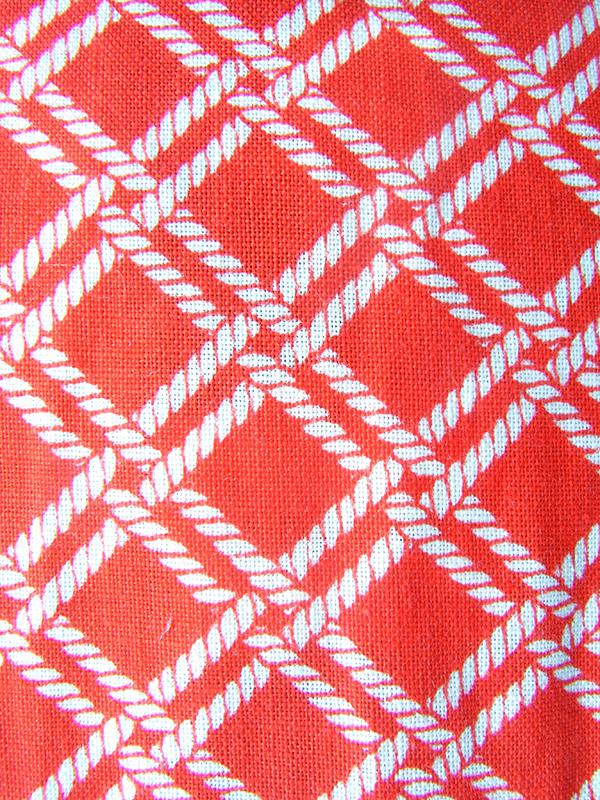 ヨーロッパ古着 フランス買い付け 60年代製 レッド X ホワイト ロープ柄 ヴィンテージ ワンピース 24FC012