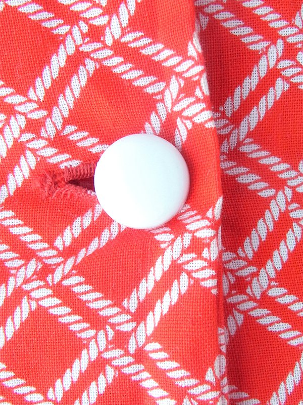 ヨーロッパ古着 フランス買い付け 60年代製 レッド X ホワイト ロープ柄 ヴィンテージ ワンピース 24FC012