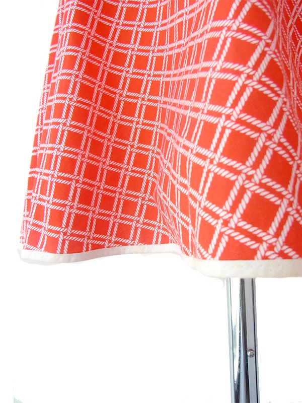 ヨーロッパ古着 フランス買い付け 60年代製 レッド X ホワイト ロープ柄 ヴィンテージ ワンピース 24FC012