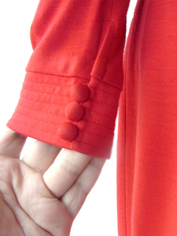 ヨーロッパ古着 60年代フランス製 パリジャンルージュ X スクエアネック ボタンアップ ヴィンテージワンピース 24FC306