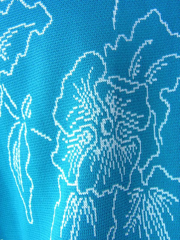 ヨーロッパ古着 ロンドン買付け 70年代製 ターコイズブルー X ホワイト 花柄 ヴィンテージ ワンピース 24OM000 