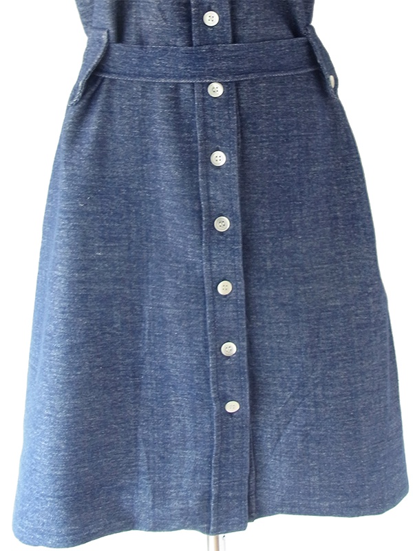 ヨーロッパ古着 イタリア製 インディゴ X 共布ベルト付き ヴィンテージ ワンピース 24OM023