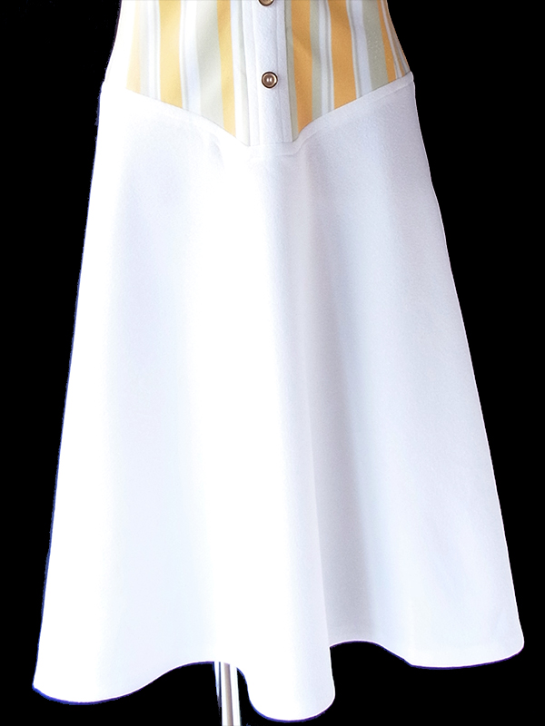 ヨーロッパ古着 ロンドン買い付け 70年代製 イエロー・グリーン X ホワイト ストライプ ヴィンテージ ワンピース 24OM0038