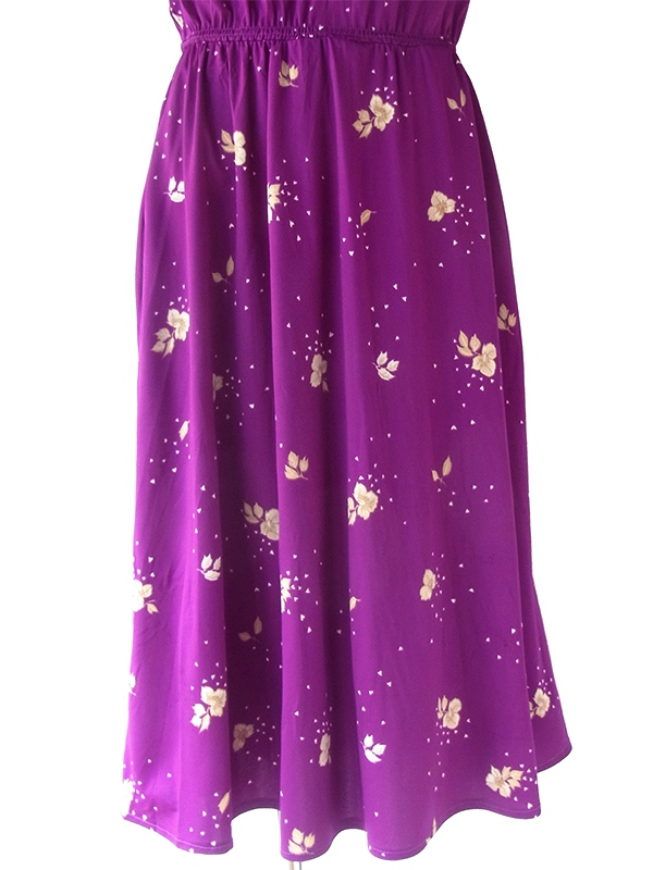 ロンドン買い付け 70年代製 パープル X ベージュ 花柄 ヴィンテージ ワンピース 24OM039