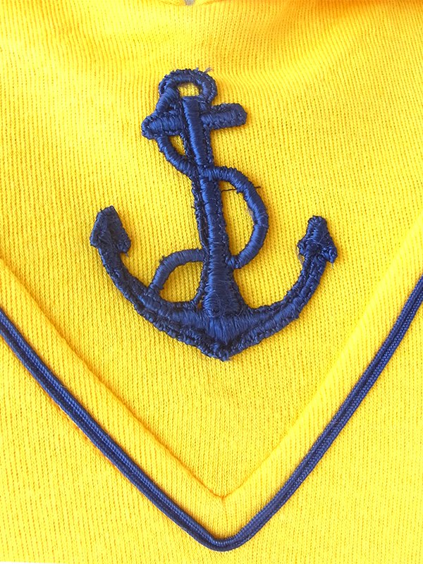 ヨーロッパ古着 ロンドン買い付け 70年代製 イエロー X ネイビー ライニング セーラーカラー ワンピース 24OM044