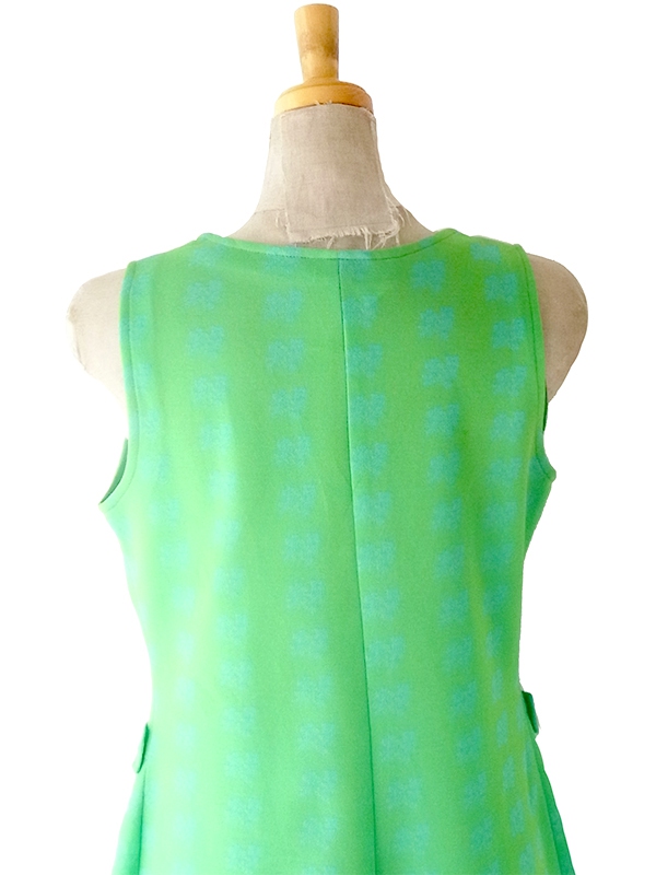 ヨーロッパ古着 ロンドン買い付け 70年代製 グリーン X ブルー 花柄プリント ヴィンテージ ワンピース 24OM103