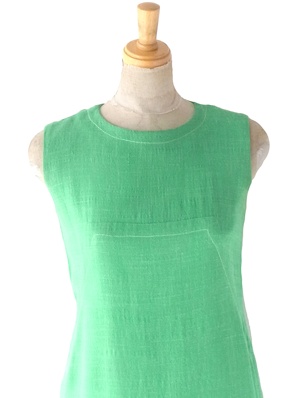 ヨーロッパ古着 60年代製 ブライトグリーン ジャケット X ワンピース ヴィンテージ セットアップ 24WB010