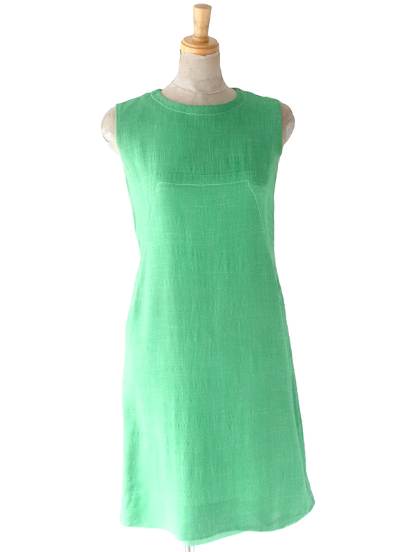 ヨーロッパ古着 60年代製 ブライトグリーン ジャケット X ワンピース ヴィンテージ セットアップ 24WB010