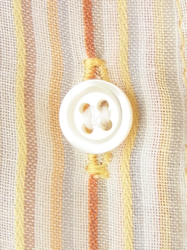 ヨーロッパ古着 60年代イギリス製 JAEGER ベージュ X レッド・グリーン ピンストライプ ヴィンテージ シャツ 24WB013