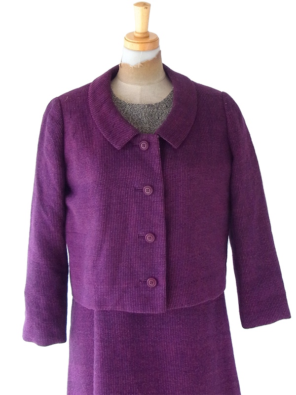 送料無料】60年代製 バーガンディー X グレイ ツイード ジャケットX