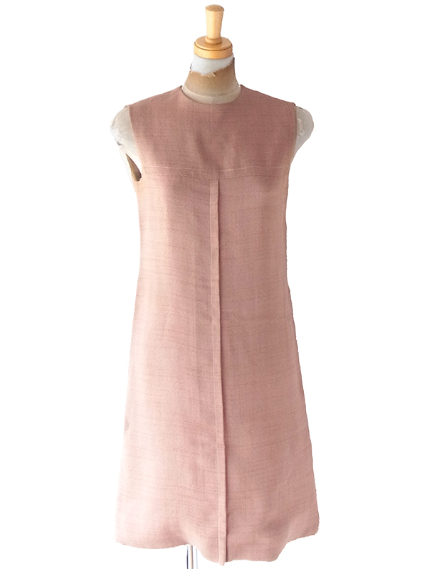 【送料無料】60年代製 サーモンピンク  ジャケット X ワンピース セットアップ 24WB118【レトロ古着】