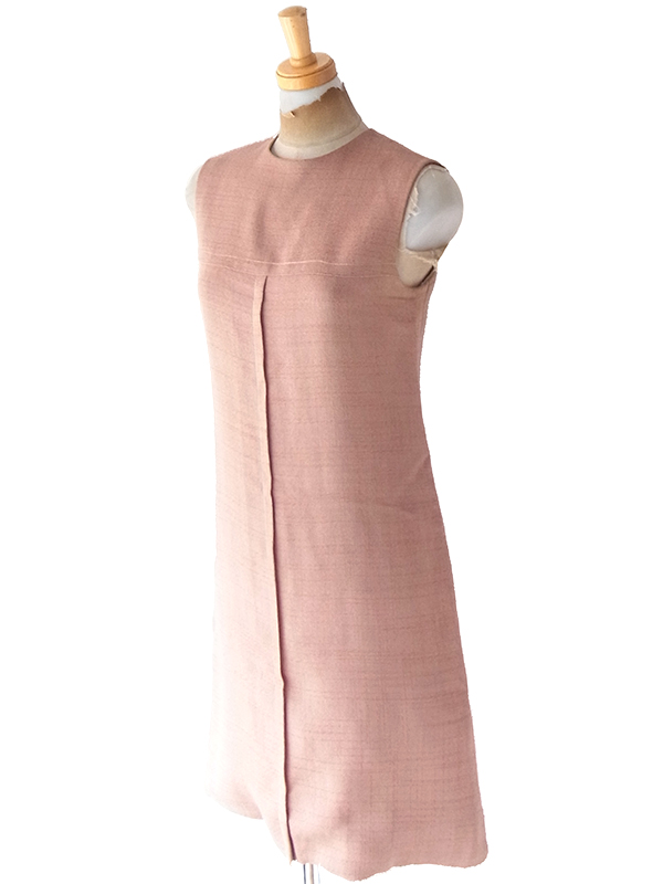 【送料無料】60年代製 サーモンピンク  ジャケット X ワンピース セットアップ 24WB118【レトロ古着】