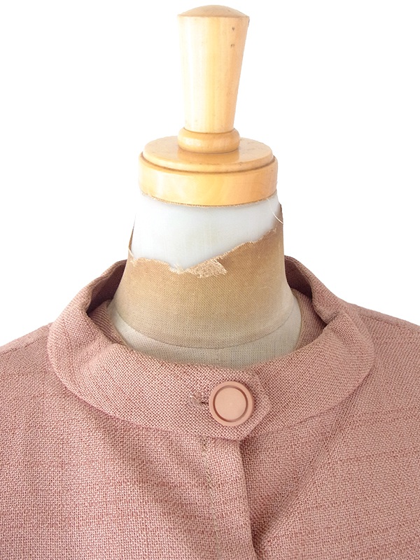 【送料無料】60年代製 サーモンピンク  ジャケット X ワンピース セットアップ 24WB118【レトロ古着】