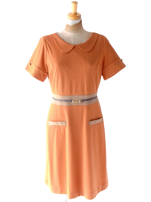 【送料無料】La SCENE PRIVEE パステルオレンジ X ベージュ 生地切り返し ワンピース 25SN000【おとなかわいい】