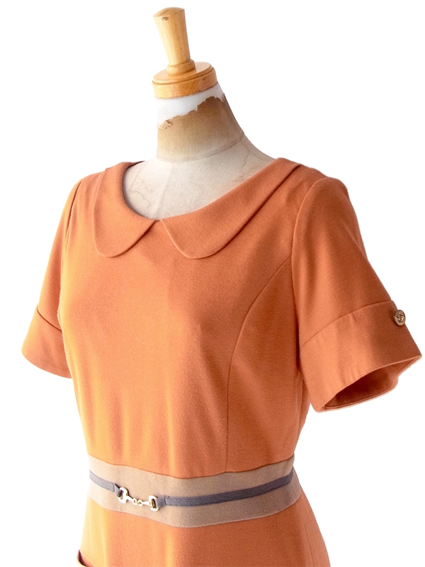 【送料無料】La SCENE PRIVEE パステルオレンジ X ベージュ 生地切り返し ワンピース 25SN000【おとなかわいい】