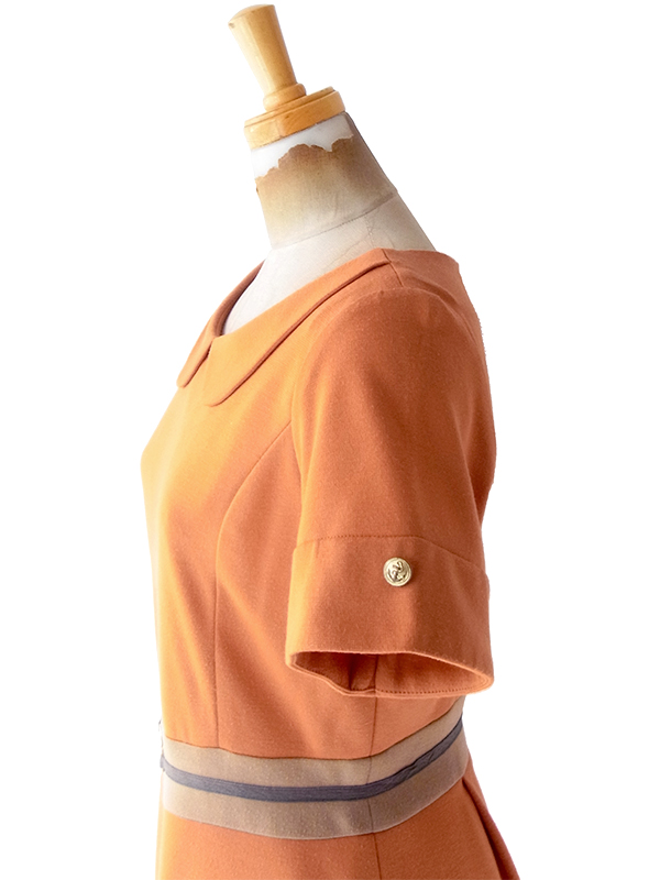 【送料無料】La SCENE PRIVEE パステルオレンジ X ベージュ 生地切り返し ワンピース 25SN000【おとなかわいい】