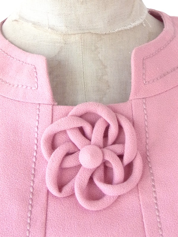 ヨーロッパ古着 フランス買い付け 60年代製 スモーキーピンク X ビッグステッチ ヴィンテージ ワンピース 25FC113