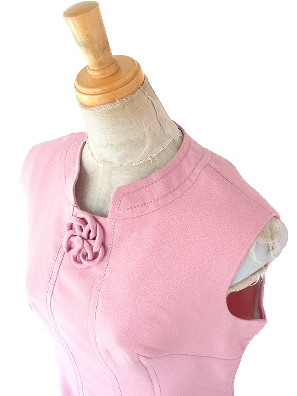 ヨーロッパ古着 フランス買い付け 60年代製 スモーキーピンク X ビッグステッチ ヴィンテージ ワンピース 25FC113