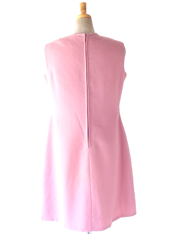 ヨーロッパ古着 フランス買い付け 60年代製 スモーキーピンク X ビッグステッチ ヴィンテージ ワンピース 25FC113