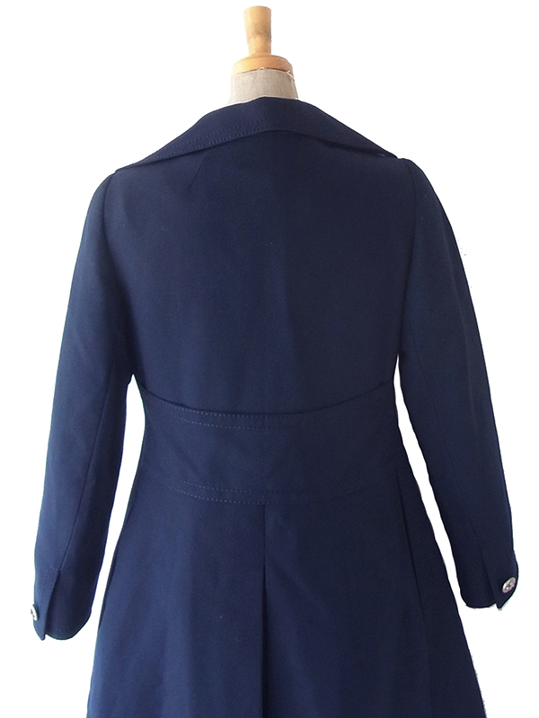 【送料無料】フランス買い付け 60年代製 ネイビー X ビッグステッチ  Aライン ヴィンテージ コート 25FC120【ヨーロッパ古着】