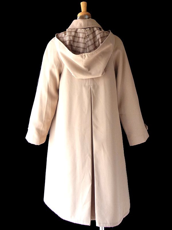 【送料無料】フランス買い付け 60年代製 ライトベージュ X 着脱可能なフード ヴィンテージ コート 25FC121【ヨーロッパ古着】