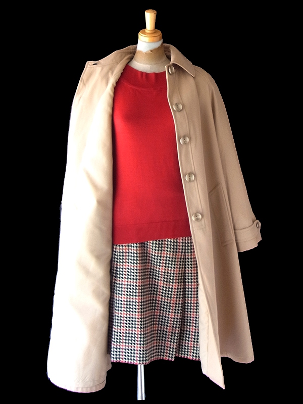 【送料無料】フランス買い付け 60年代製 ライトベージュ X 着脱可能なフード ヴィンテージ コート 25FC121【ヨーロッパ古着】